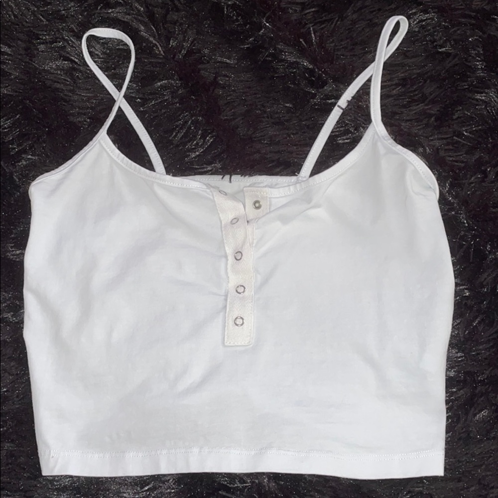 Button Up White Crop Top